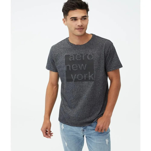 Aeropostale Men's Medium Gray New York Square Graphic‎ Short Sleeve Tee - Picture 1 of 4